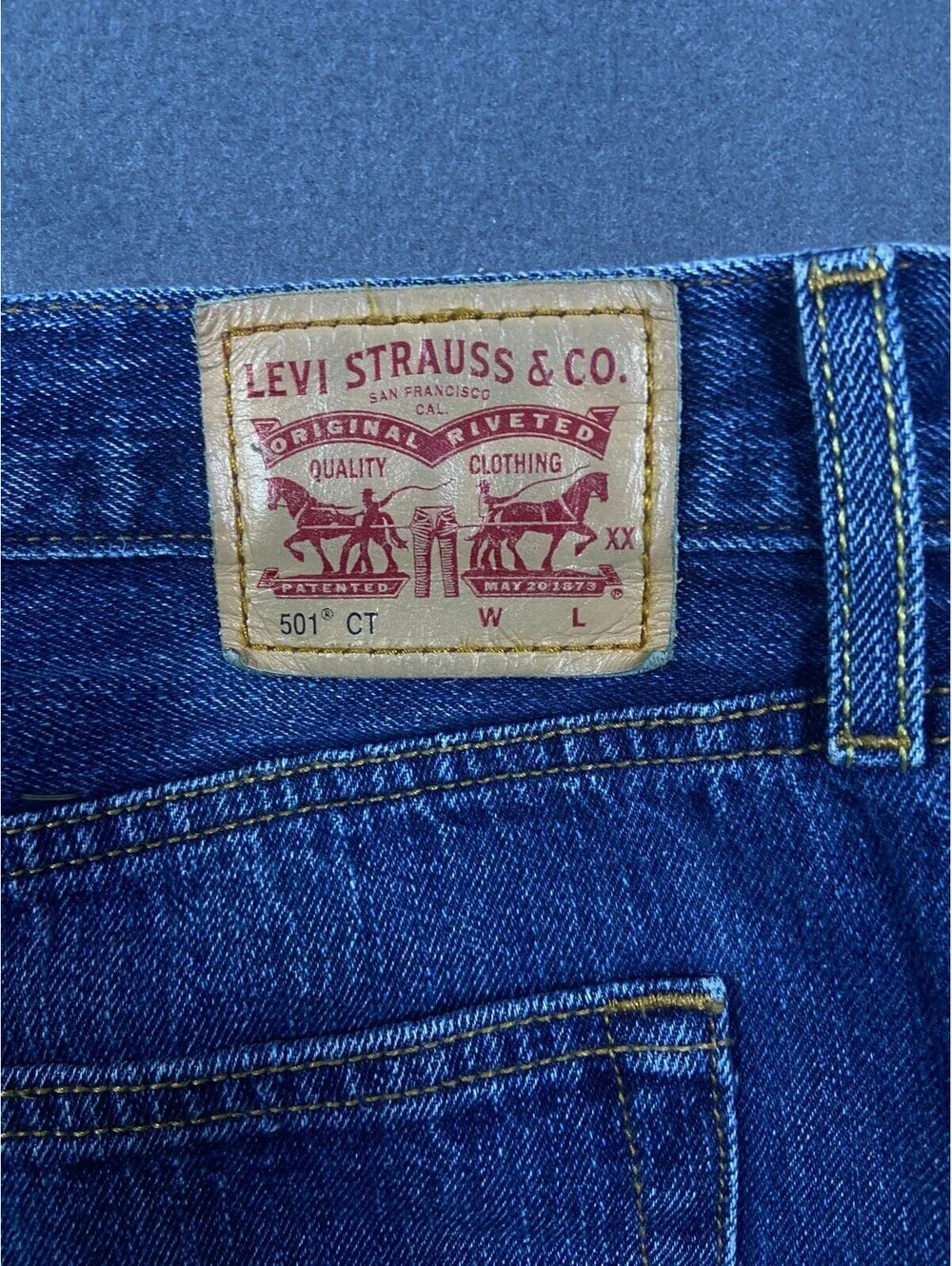 Levis 501 CT Jeans Medium Wash Button Fly 36x27 Custom Tapered Classic Whiskered